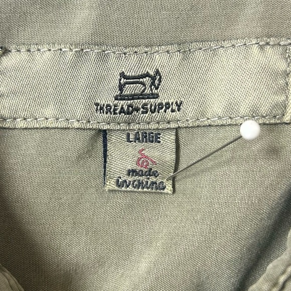 Thread & Supply Olive Green Shirt Dress. Size Large. Perfect for FALL!! - Picture 3 of 10